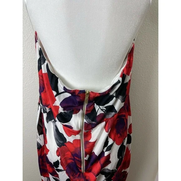 B.Darlin Junior's Sheath Dress Red Multi Plus Size 20X Strapless Floral-Print - Picture 8 of 10